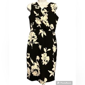 WHBM, New with tags, Faux Wrap dress, black and white floral design. Size 8.